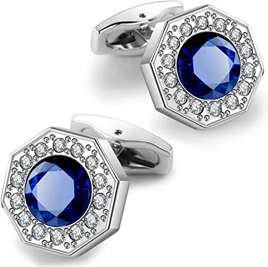 Блестящие Темно-Синие запонки с кристаллами для мужчин элегантные свадебной вечеринки