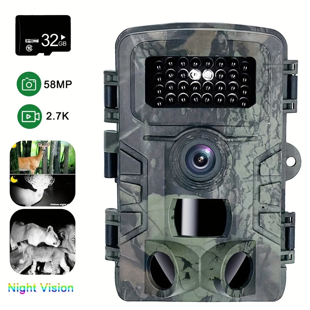 58MP 2.7K Wildlife Hunting Trail Game Camera Security Camera Waterproof Day & Night Dual Use Hunting Scouting Camera