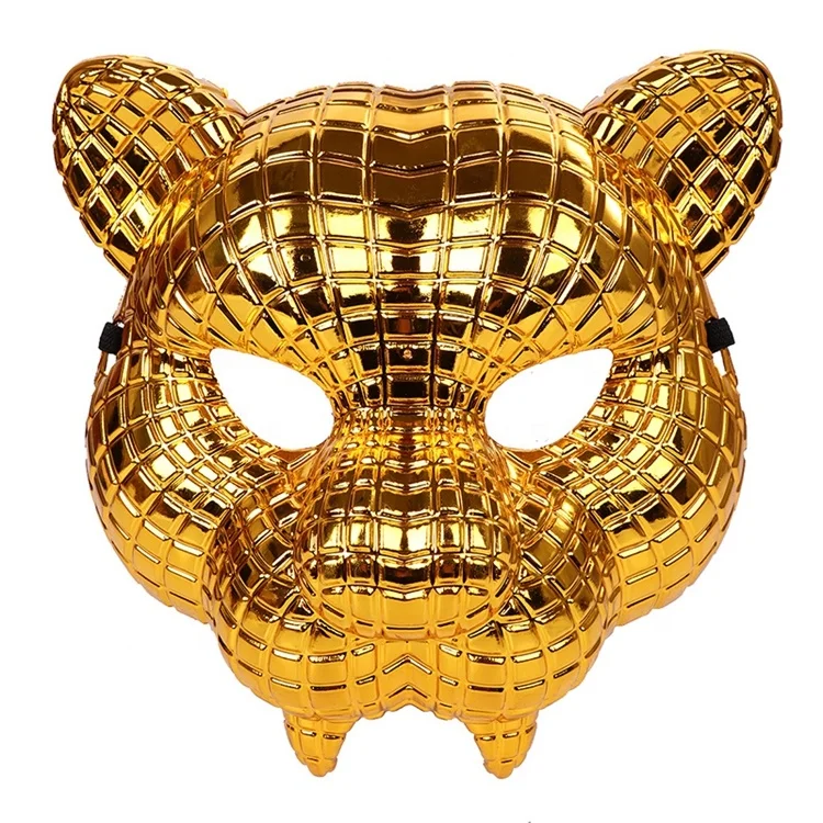 Christmas Carnival Custom Prop Halloween Decoration Wholesale realistic animal facial Party Masks Golden leopard mask