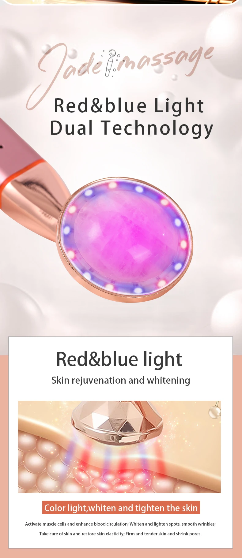 Facial Tool Lifting Roller Skin Massage Anti Aging Energy Beauty Bar Beauty Equipment Vibrating Jade Facial Massage Roller