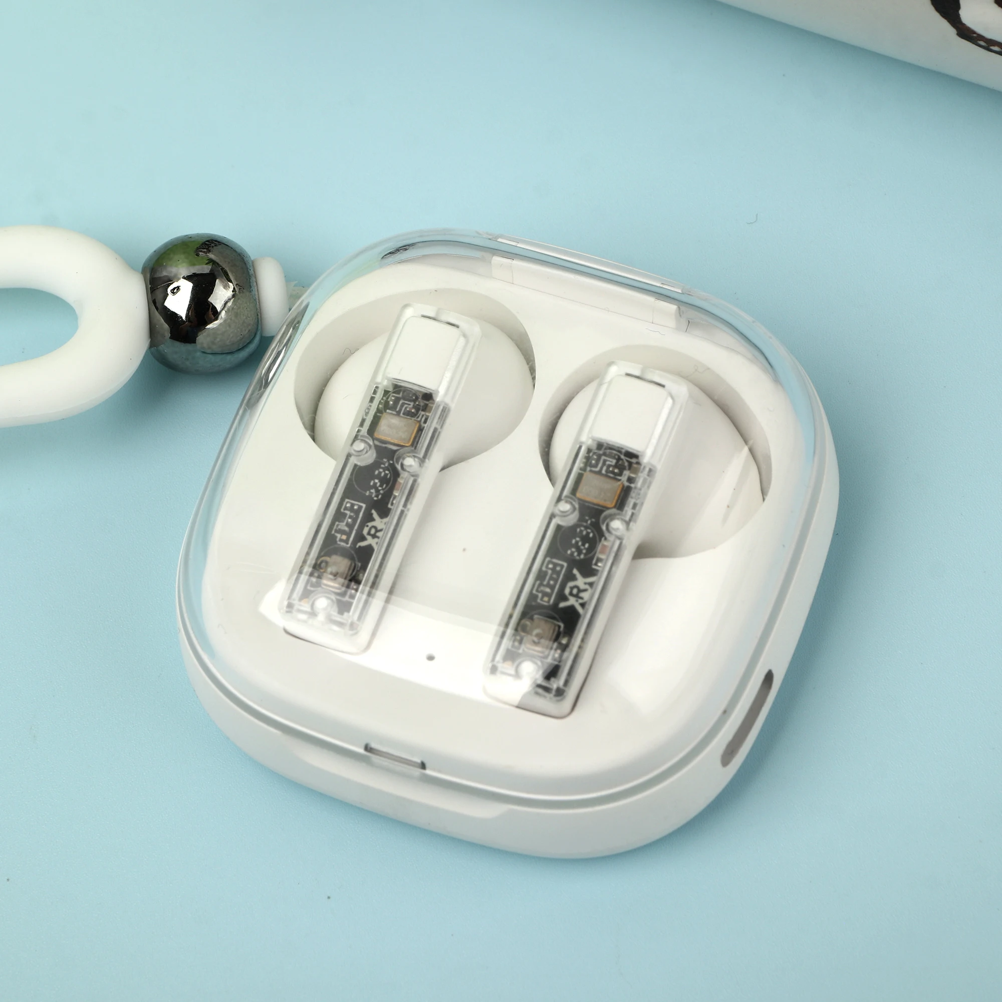 Somostel OEM earphone custom wholesale headset with Transparent Cover Case for wireless earphone mobile phone accessories