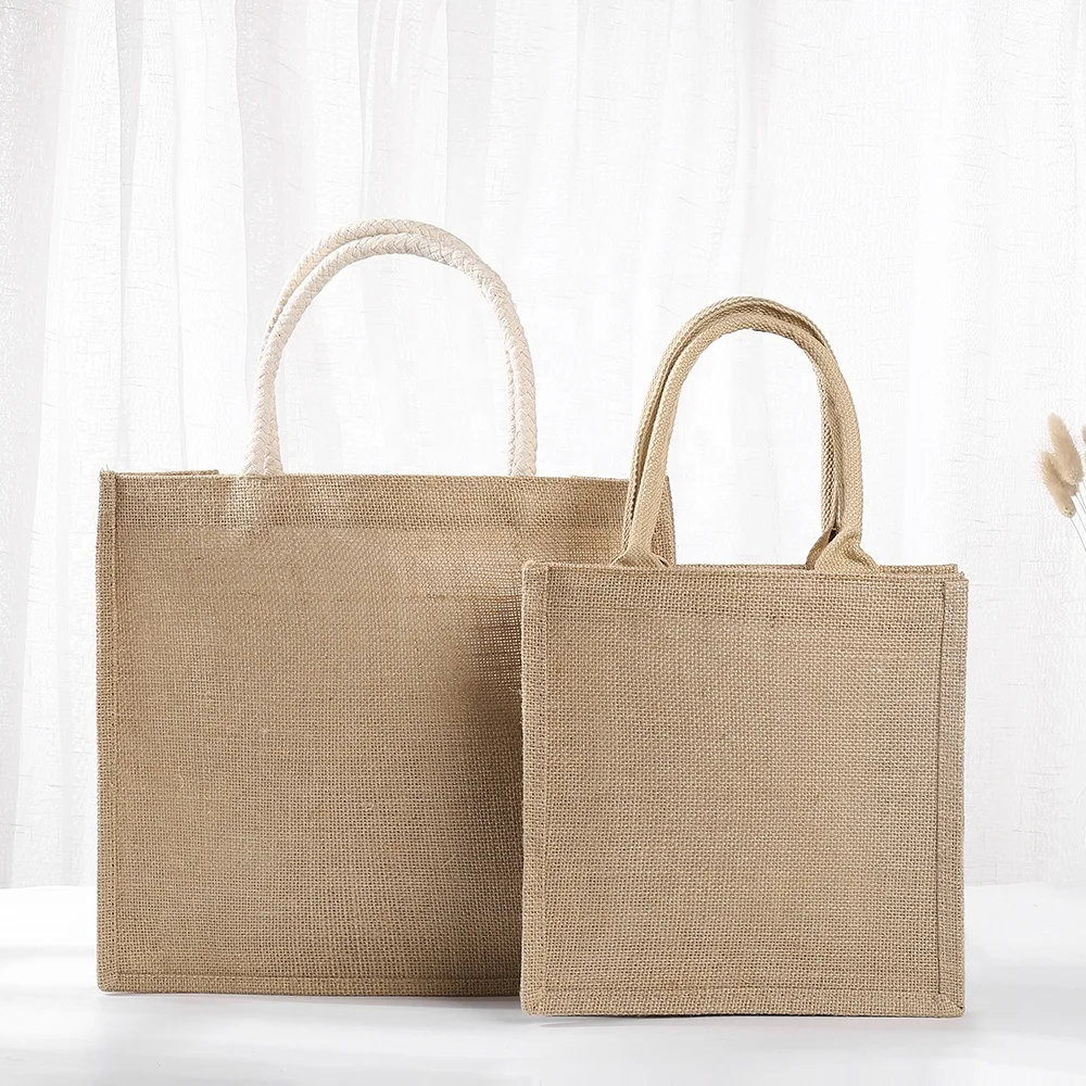 Latest custom logo jute shopping bag eco friendly reusable large jute bag recycle foldable carry jute tote bag