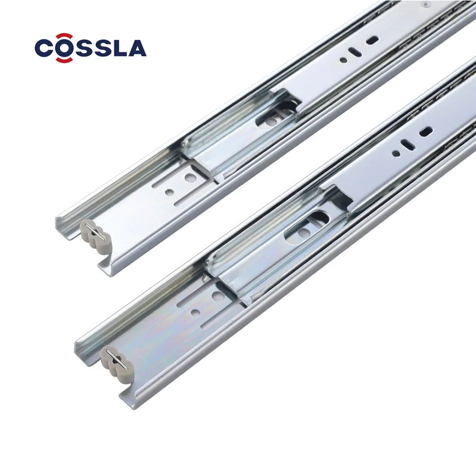 
zinc 3 fold 45mm width full extension drawer rail ball bearing telescopic slide 