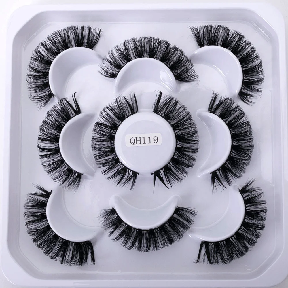Wispy butterfly lashes silk lashes Winged faux mink 10mm c d curl Full strip eyelashes Russian strip lashes