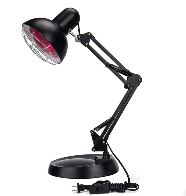 Infrared Red Light Therapy Sturdy Base Infrared Heat Lamp Device with 150W Bulb Body Neck Shoulder Joint Back Pain Relief Black