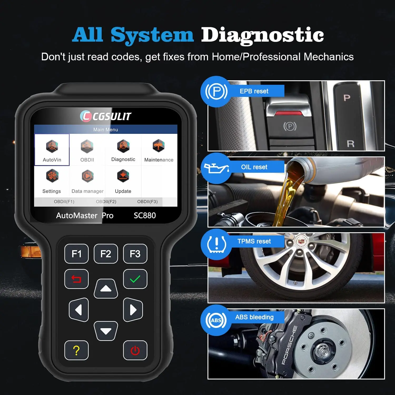 Full System CGSULIT SC880 Car OBD Tester Diagnostic Scanner for Diesel Vehicle Engine