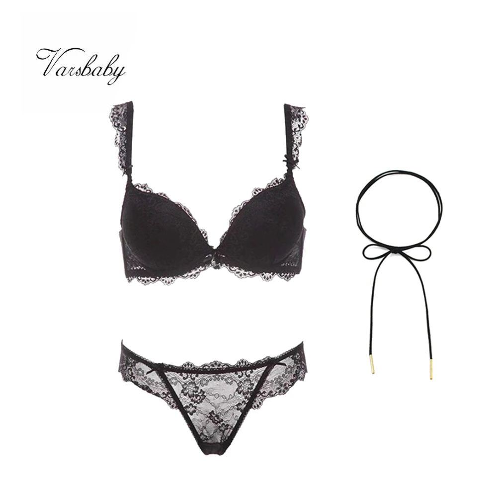 
Varsbaby Sexy Lace Underwear Floral Back Closure Bra Sets 
