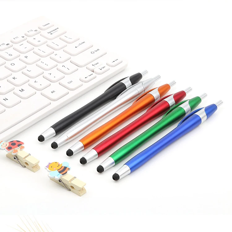 Custom Logo Stationery Colored Promotion Mobile Touch Ball Pen Advertising Ballpoint Pen Plastic OEM Promotional Pen 1000 Pcs