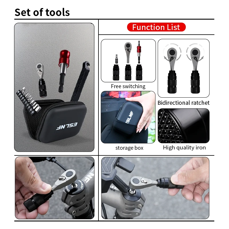 Portable Repair Tool Ratchet Wrench Set Mountain Road Bike Allen Key Spanner Tool Cycling Repair Kit Combination Ratchet Wrench