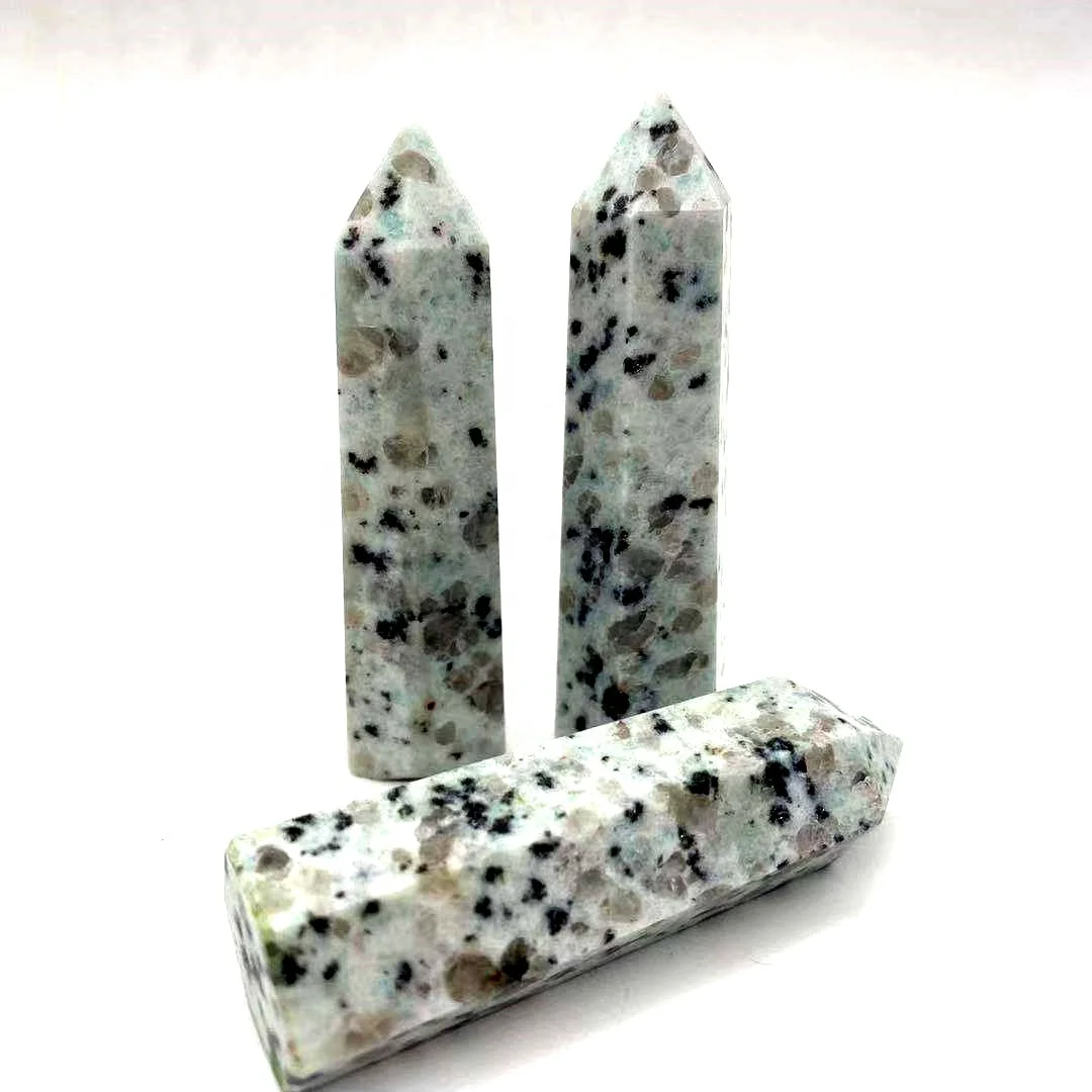 Wholesale Dalmation Jasper Folk Crfats Gemstone Wand Healing Stones Tower Crystal Quartz Point For Crafts