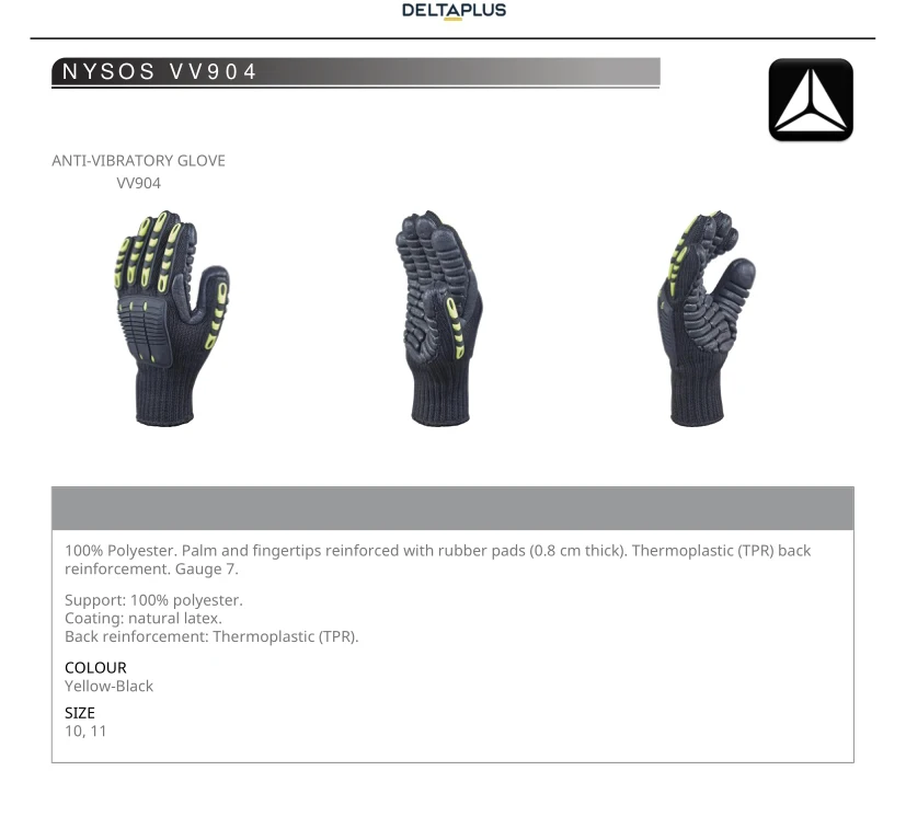 Deltaplus VV904 Guanti Da Lavoro Work Safety Gloves Anti Vibration 100% Polyester Heavy Duty Working Guantes De Latex Gloves