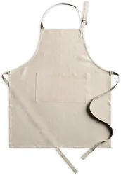Avignon Ancient Scroll 100% Linen 1 Piece Kitchen Apron Reusable with an Adjustable Neck & Invisible Center Pocket with Long Tie