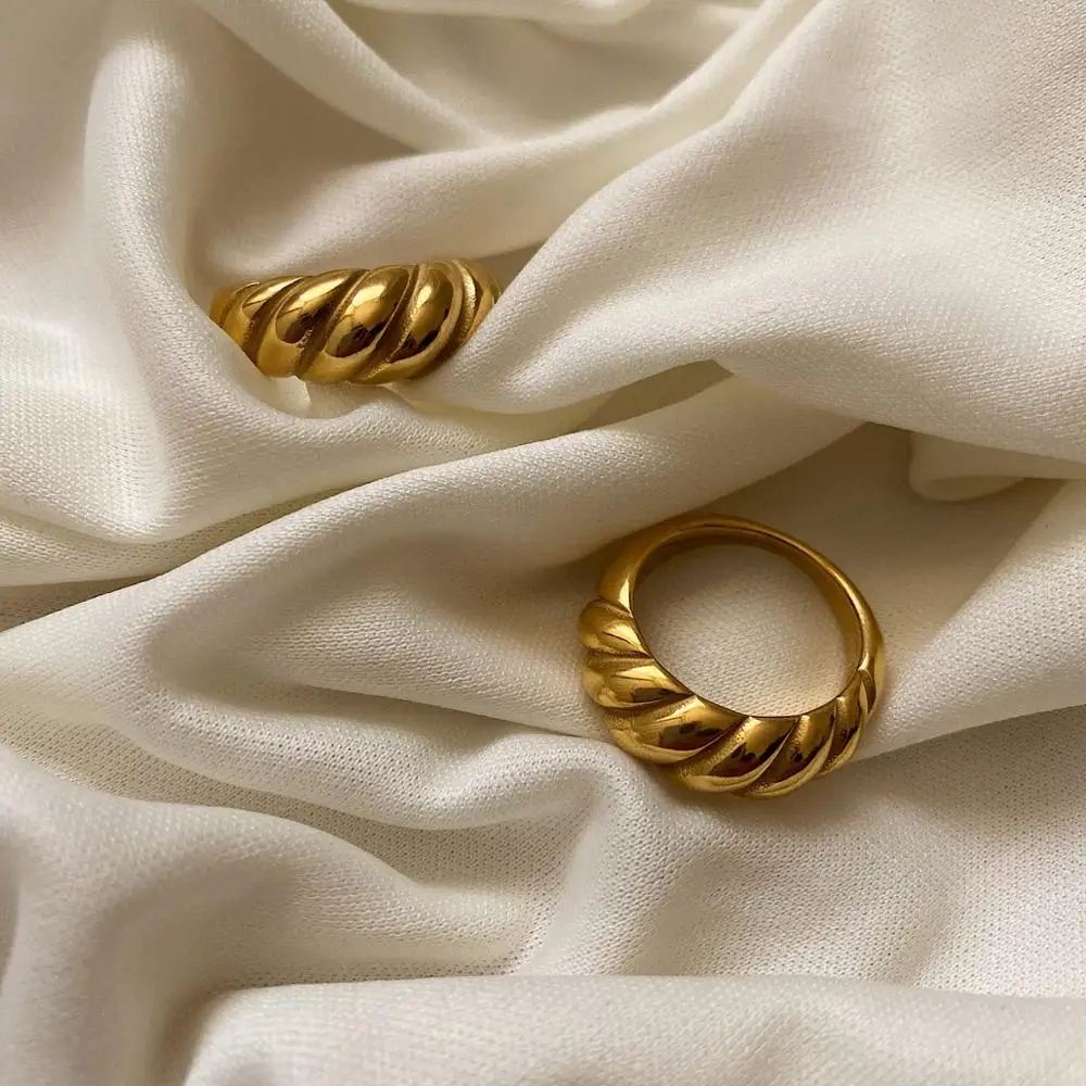 Gold Chunky Dome Ring Croissant Ring 14k Gold Statement Stacking Ring