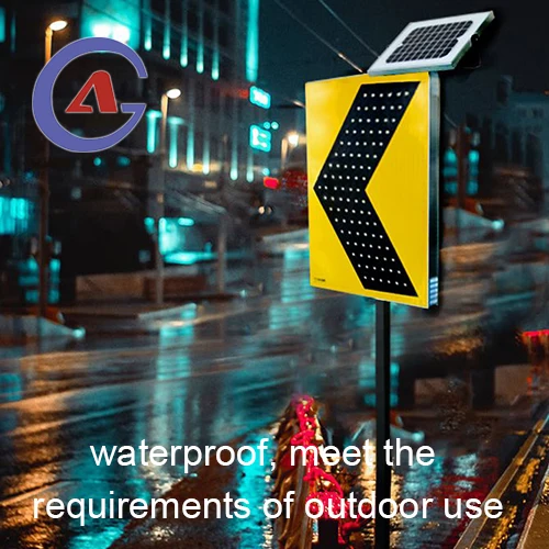 led flashing road sign one way street at left turn arrow blue white traffic sign