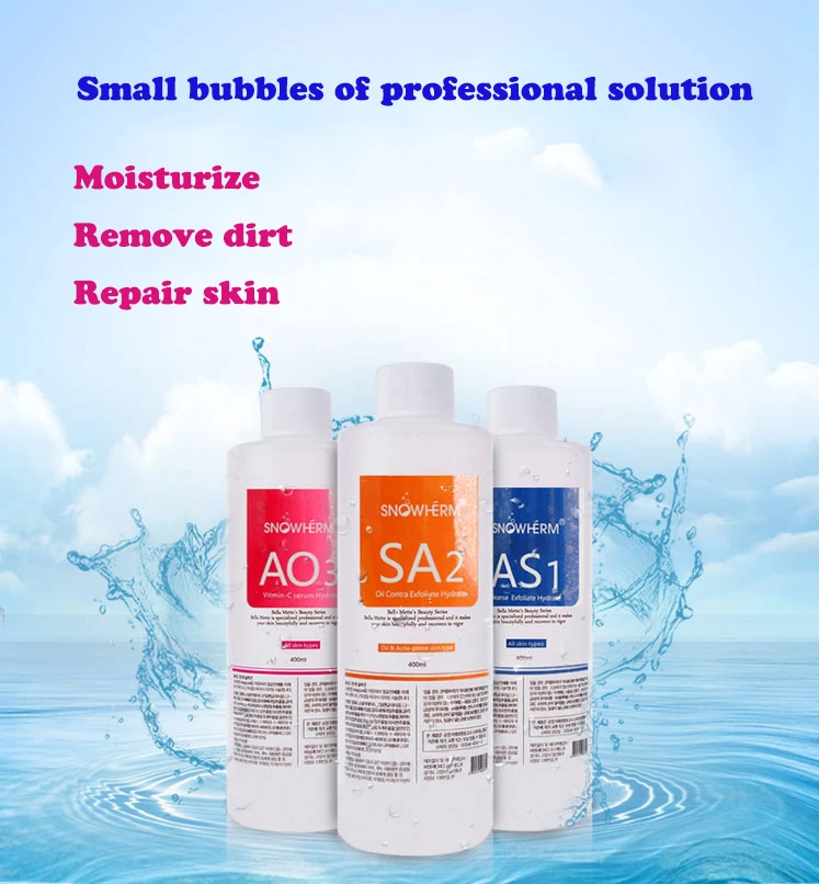 Hot Selling 400ML Hydra Dermabrasion Machine 3 Bottles Small Bubble Organic Ingredients Face Whitening Serum Blackhead Remover
