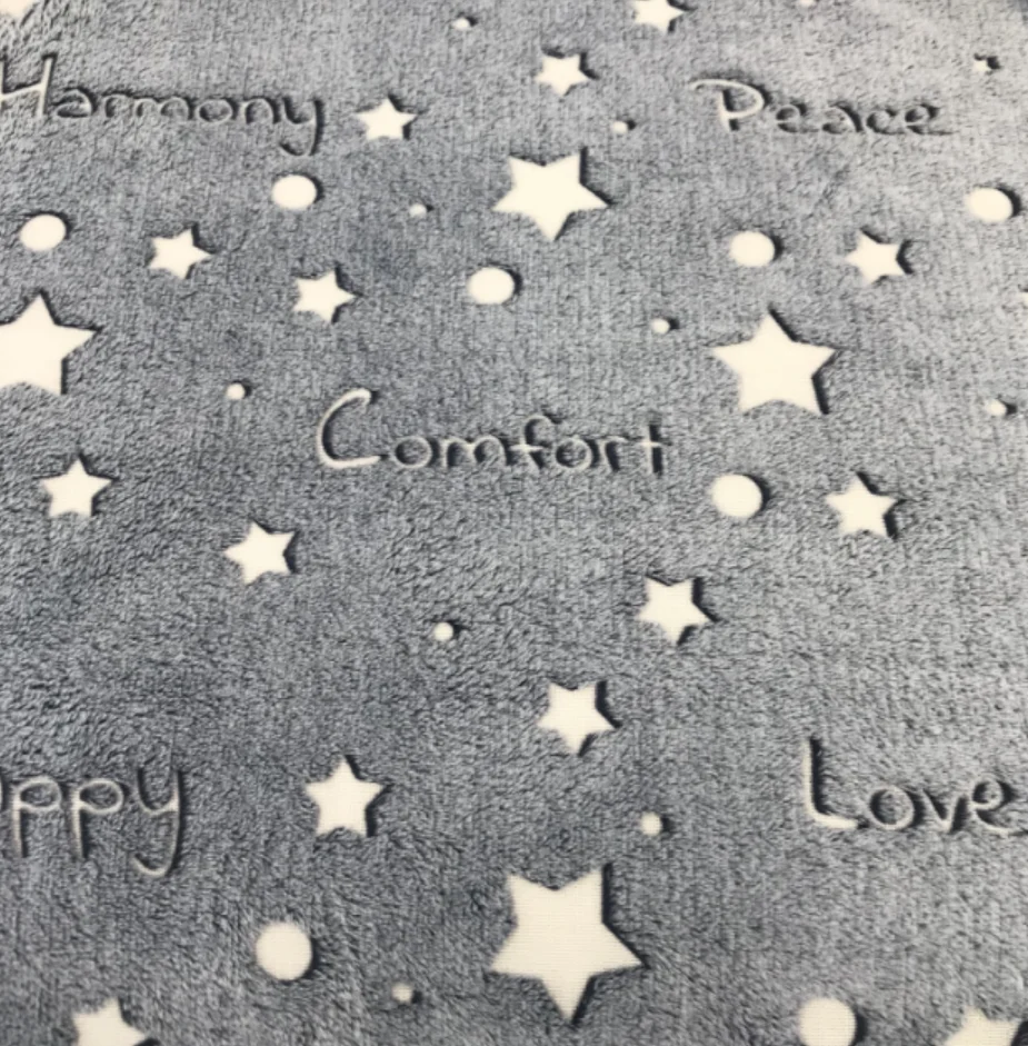 Fleece Sofa Blanket Throw Super Soft Luminous Glow in The Dark Flannel 100% Polyester Square Adults Winter OEKO-TEX STANDARD 100