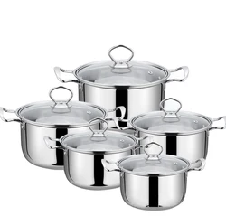 10 PCS Stainless Steel 410 Non Stick Kitchen Cooking Ware soup Pots Cookware Set