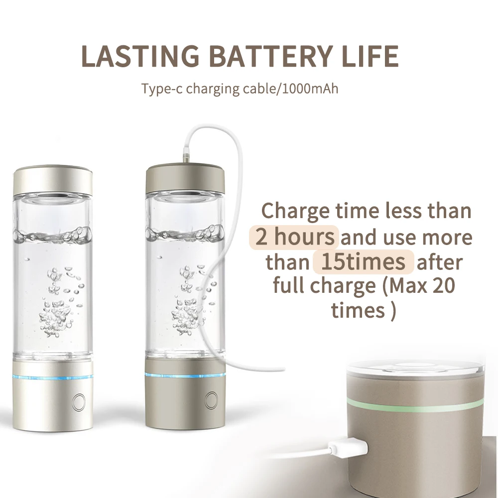 Hydrogen Rich Water Ionizer Bottle Smart Hydrogen Water Cup Machine Portable Hydrogen Water Generator