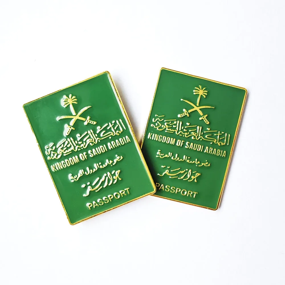 Kingdom Of Saudi Arabia Bahrain State Of Kuwait UAE Passport Custom Embossed Logo Gold Plating Magnet Badge Pins Set