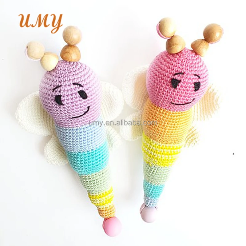 Жевательные детские игрушки для прорезывания зубов Amigurumi вязаные погремушки Strick Rassel крючком погремушки-бабочки