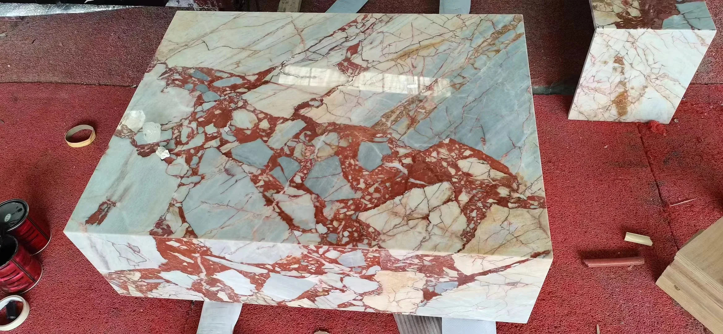 Goldtop OEM/ODM Marmor Decoration home Red Marmore with river white vein Bvlgari red slabs for countertop