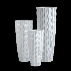 Factory Custom Flower Pots Planters Tall White Clay Fiberglass Floor Modern Vases Decor