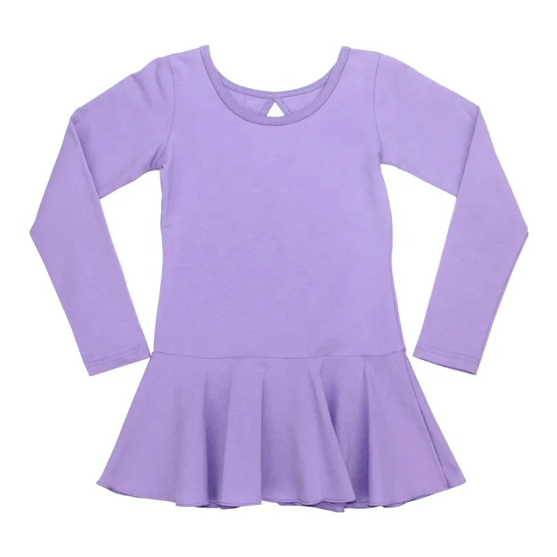 Customized Logo Long Sleeve Dance Leotard Cottom Skirt Suit  Kids Children Ballet Gymnastics Leotard with Shorts Dancing Dresses