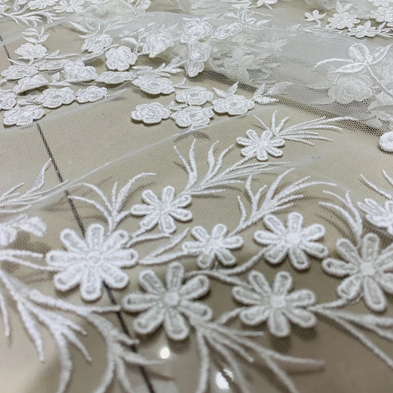 3D Flower Embroidery Lace Fabric Wedding Dress Cheongsam Lace Fabric For Women