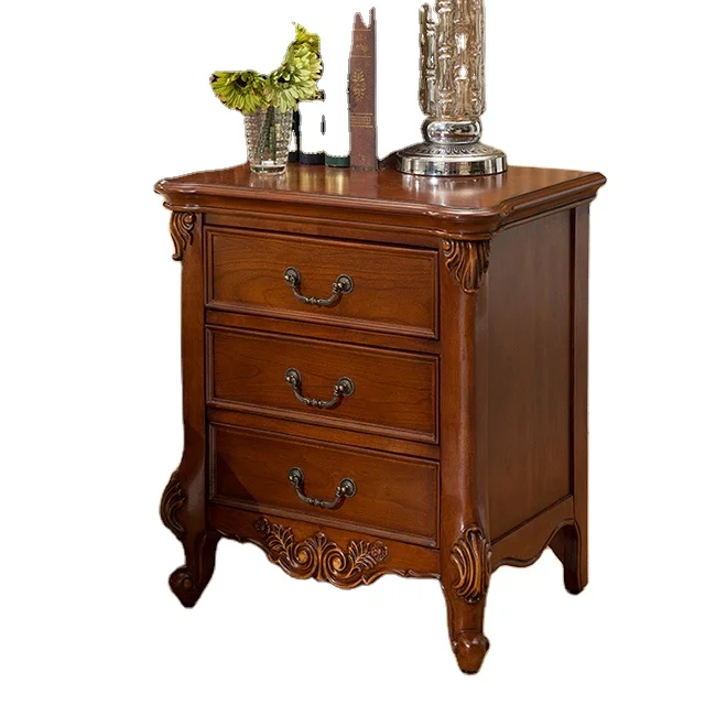 American Style Wooden Nightstand Bed Side Table With 3 Drawers C209