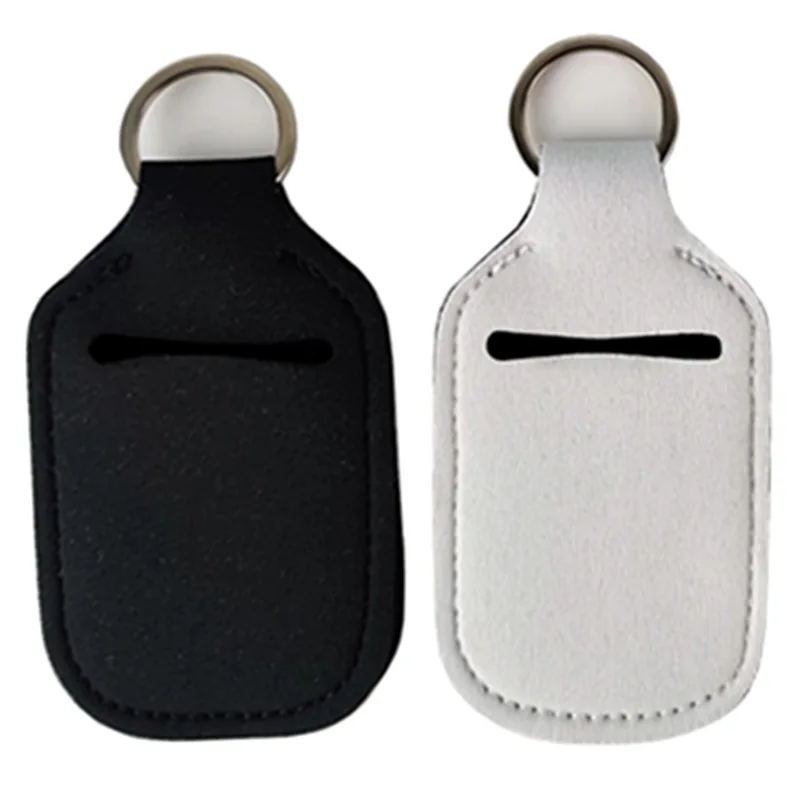 2022 Sublimation  Pocketable Neoprene 30ML Size Hand Sanitizer Bottle Holder Chapstick Wristlet Keychain With Lip Holder