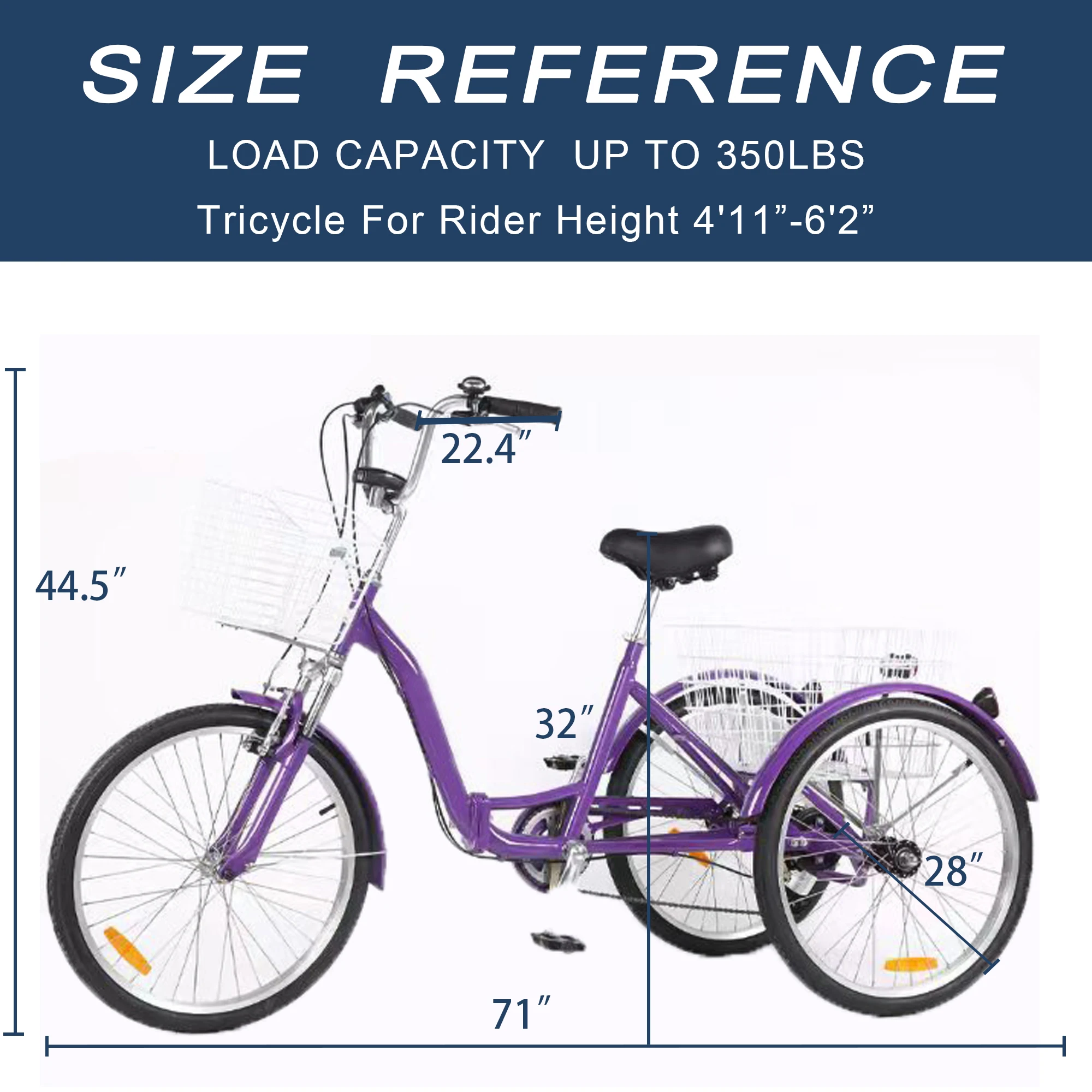 Good Quality Low Price 3 Wheel Bikes for Adults with 7 Gears Adult Trike 3 Wheel Adult Tricycle 3 Wheel Bicycle