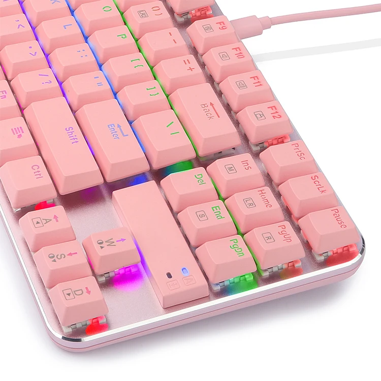 Custom Girl Gaming Game Keyboards Pink Wired 80% Slim Mechanical Keyboard LED RGB Gaming Mechanical Keyboard