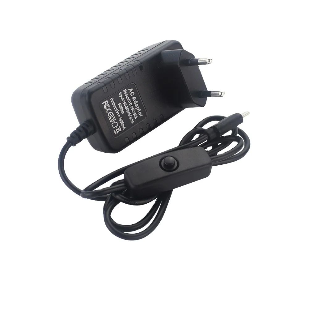 10 шт./лот Raspberry Pi 4 Модель B блок питания 5В 3A USB C Powr адаптер с включения/выключения зарядное устройство для Raspberry Pi 4 B