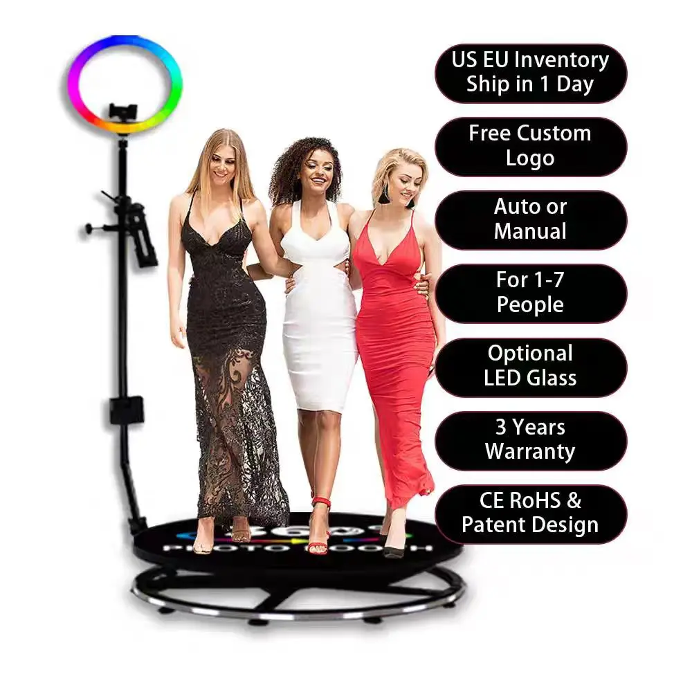 European  warehouse shipping 360 photo booth  with traveling case Video Booth Machine for Wedding events