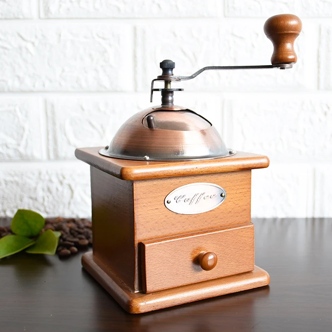 Good Quality Ceramic Burr Coffee Grinder Wooden Manual Coffee Grinder