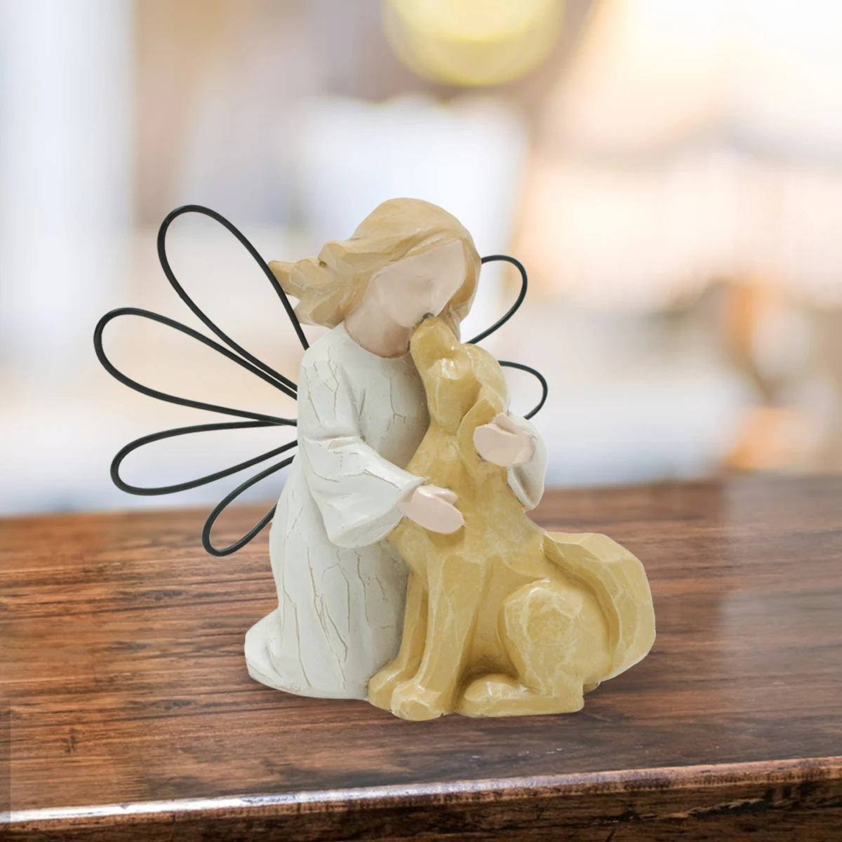 Wholesale  Wing Angel with dog statue Angel figure for gift resin gifts for home gift home figure products  statue angel figure