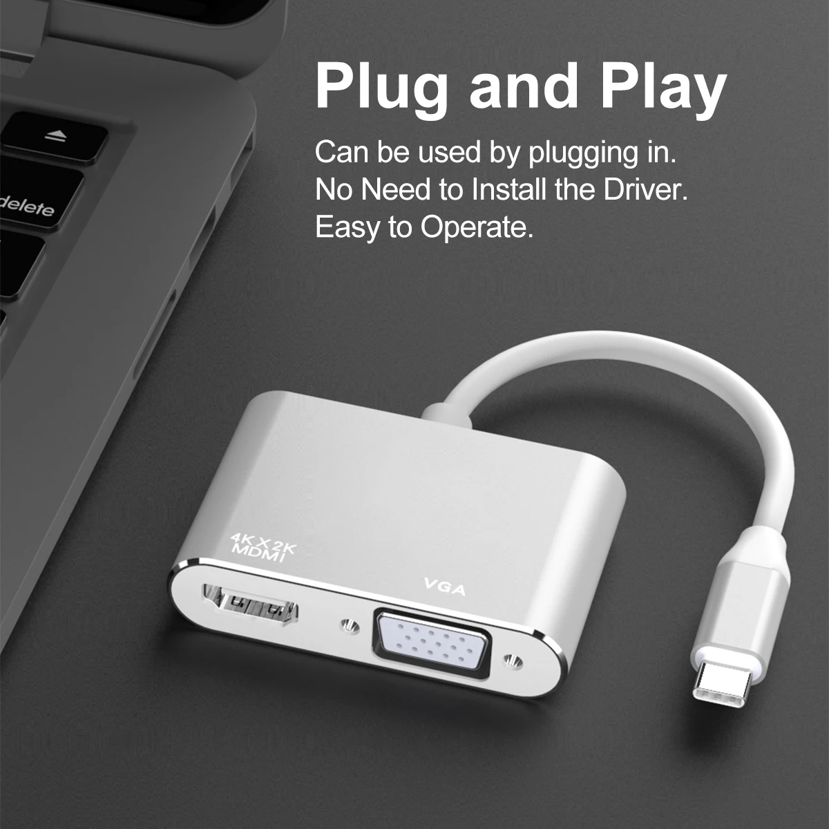 High Quality USB C to Vga HDMI Adapter 2 in 1 USB 3.1 Type-C to HDMI 4k 30hz Vga 1080p Converter Adapter Cable