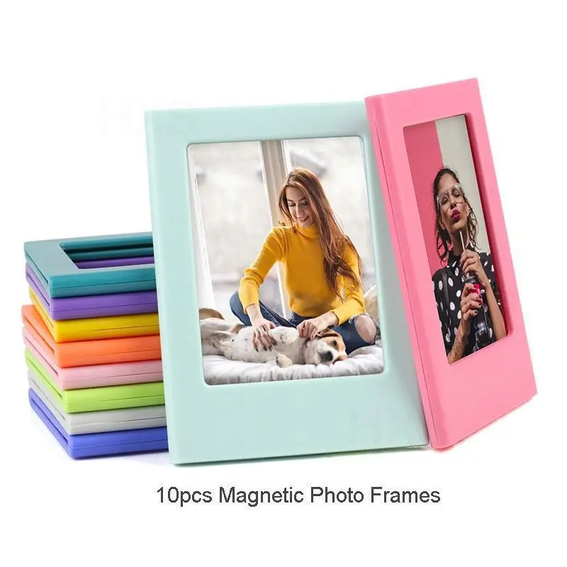 Factory Direct Sales 3 Inch Colorful Acrylic Magnetic Photo Picture Frame For Fridge Refrigerator Office
