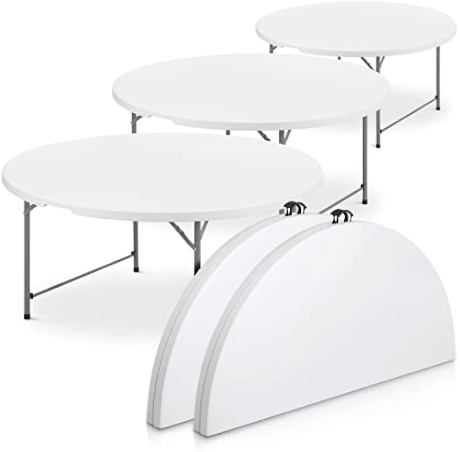 wholesale hdpe round white event party foldable round table wedding outdoor folding plastic tables for events party