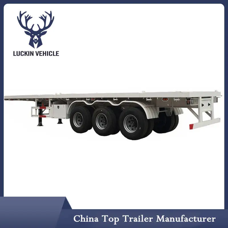 Low Price Used Flatbed Trailer 3 Axles 20ft 40ft container frame used flat bed semi trailer with container lock