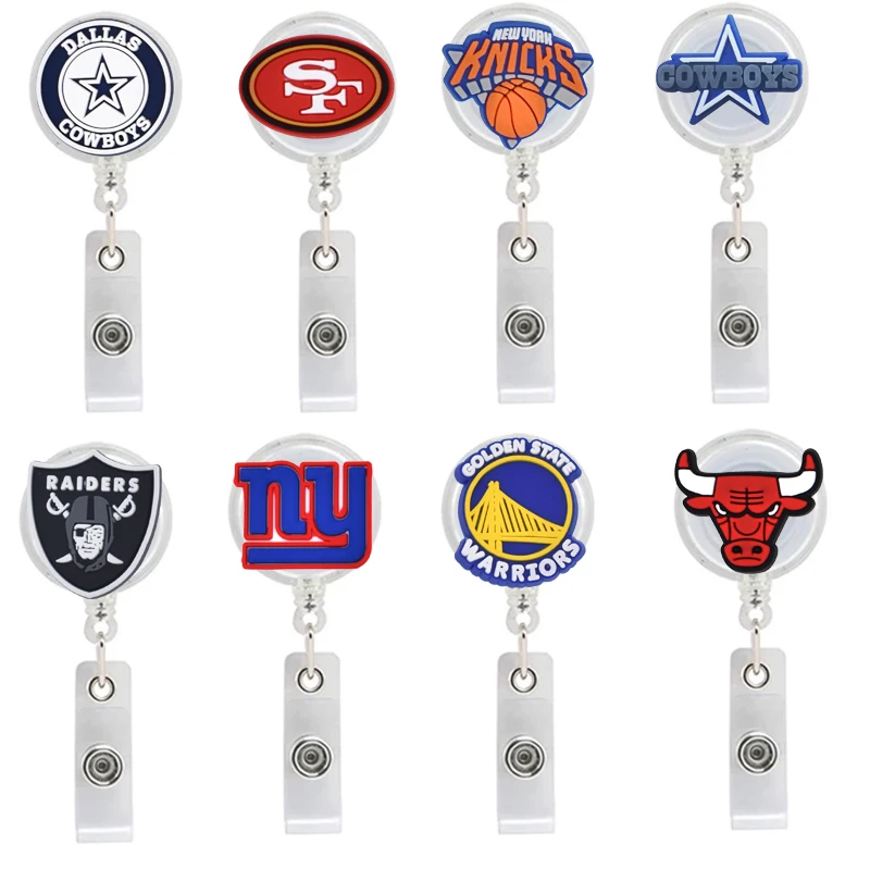 Sports Teams Logo Pvc Retractable Badge Reel Id Card Retractable Plastic Yoyo Badge Reel Holder
