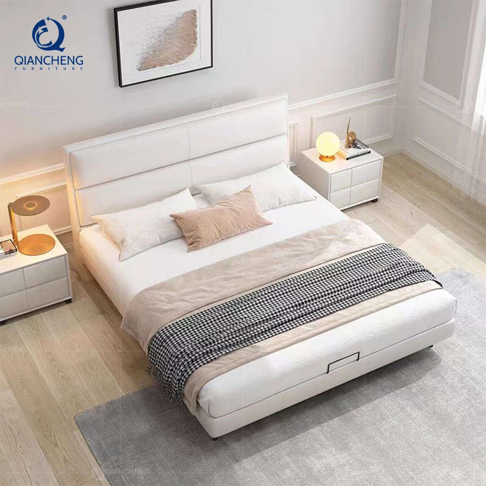 Custom Bed From Shunde Foshan Guangdong Single Design Bedroom Furniture Wood Frame Suspended Upholstered Luxury Leather Bed