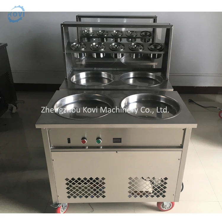 Flat round plate Thai fry roll ice cream pan fried ice rolled pan machine price
