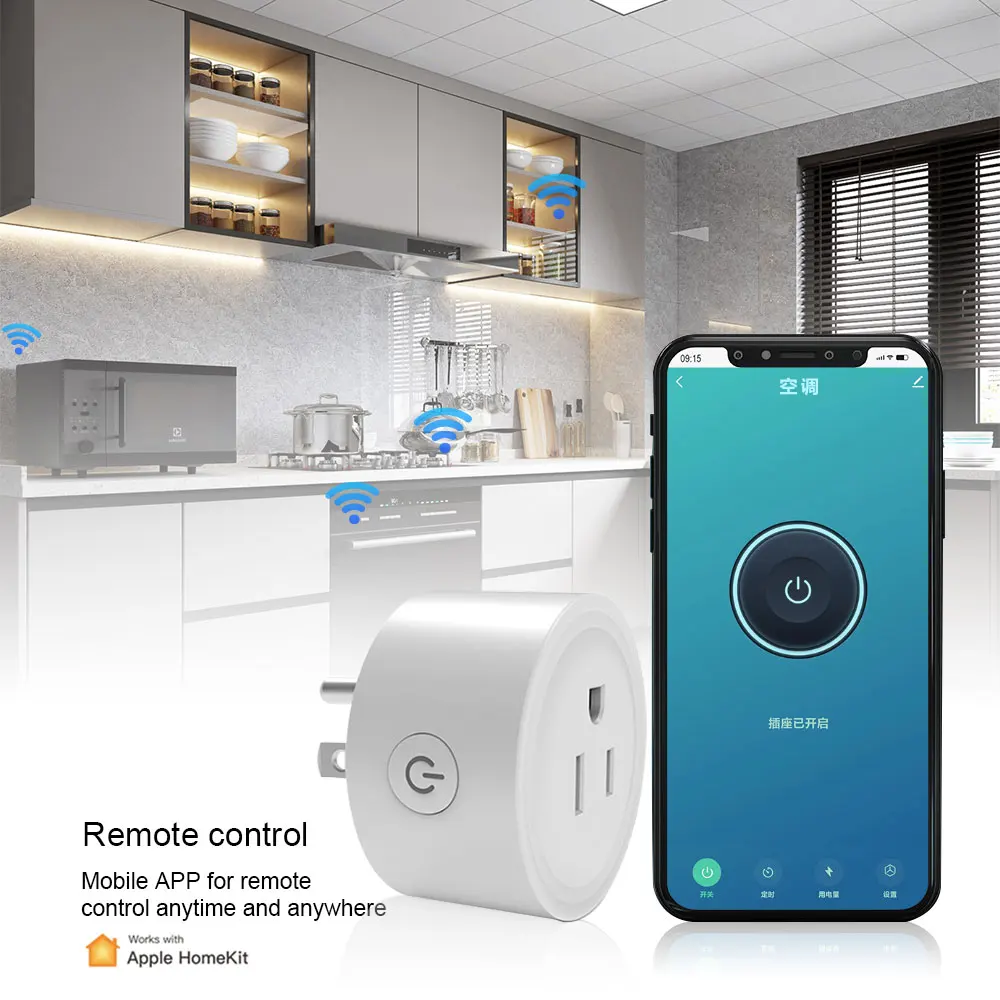 Tuya US 16A Smart Single Socket Wireless Remote Alexa Google Smart Plug with Energy Monitoring Timer Function