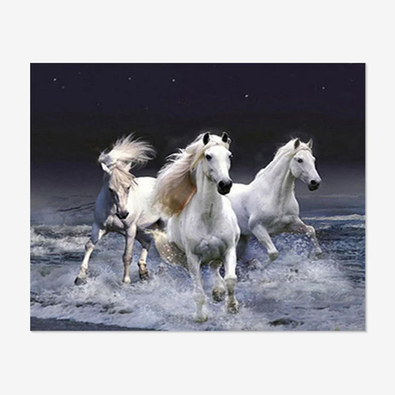 Full Drill Diamond Painting Waves Galloping Horse Fashion DIY 5D Mural Embroidery Cross Stitch Home Decor Wholesale Gift