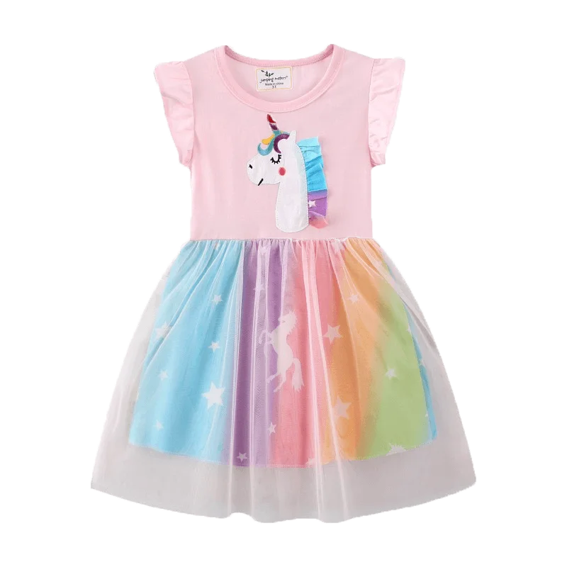 2022 Fashion Cute Korean Stylish Cotton 3D Flower Applique Baby Collar Pink Little Girls Clothes Dress For Kids Summer