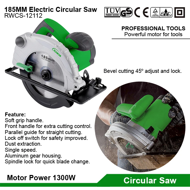 1300W Portable Corded Electric Power Woodworking Saws Wood Cutting Rotary Round Hand Saws Tools Circular Saws Machine 185MM