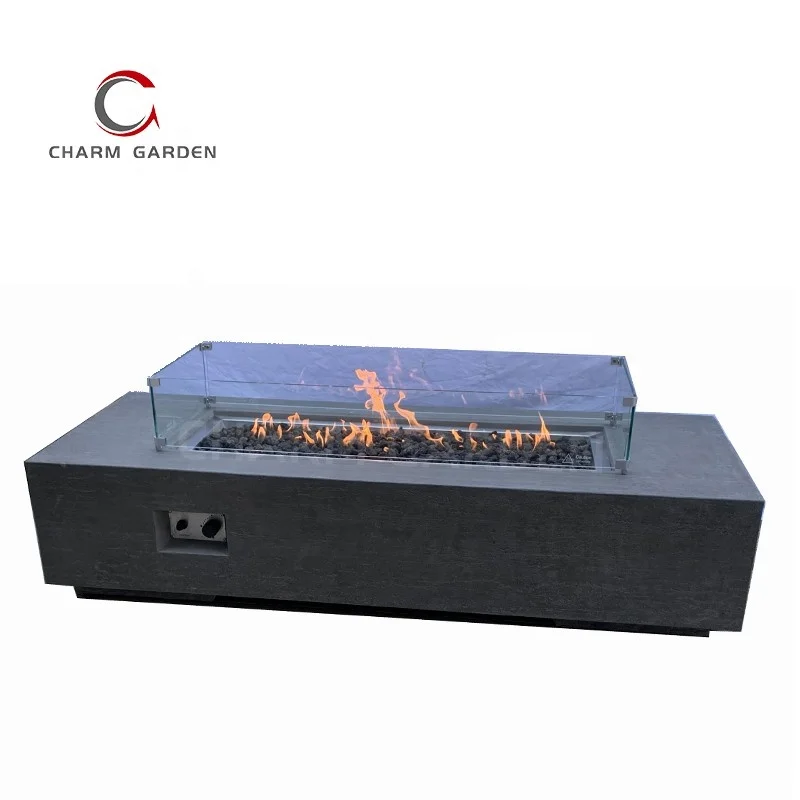 Big size Stainless Steel Outdoor Linear Fire Pit Burner Original Concrete Gray Rectangle Fire Table