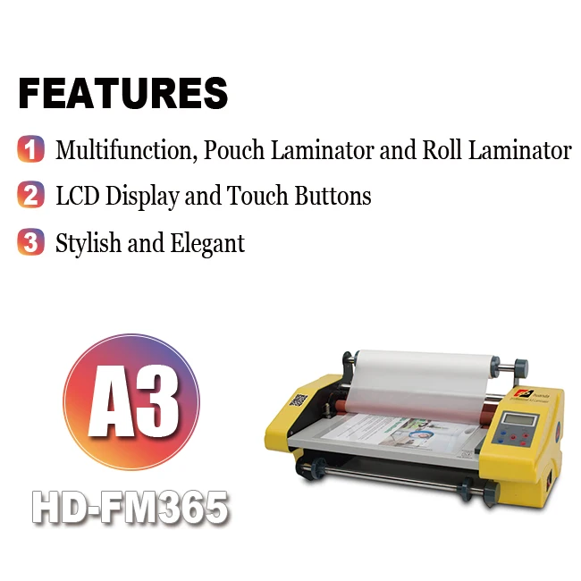 Huanda HD-FM365 A3 A4 Roll to Rol Thermal Lamination Automatic Cold Roll Laminator Machine