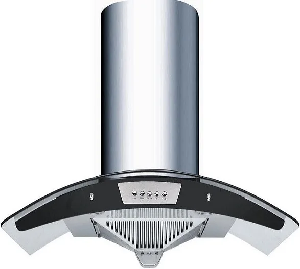 Curved Glass Black Color Copper Kitchen Aire Range Hood